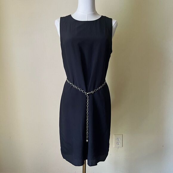 Cynthia Rowley 100% Silk Black Shift Dress Size 4 Cut Out Back Detail‎ - Picture 1 of 9